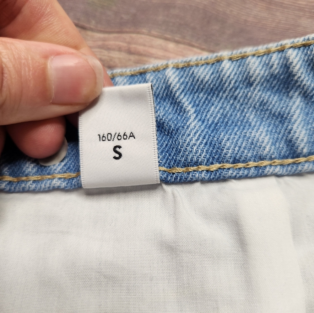 Ochirly Asymetrical Denim Lace Pearl Beaded Jean Skirt - Picture 9 of 12